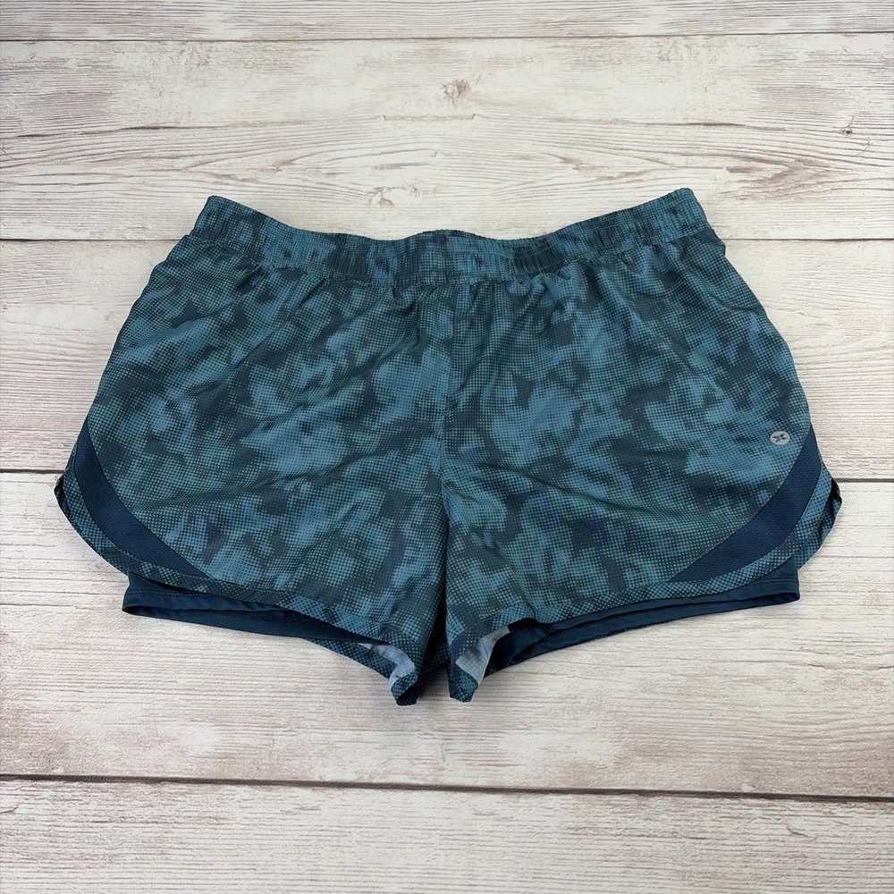 RBX Women's Large X-Dri Workout Running Shorts Attached Bike Short Teal EXC